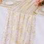 LOMOHOO 10 Ft Gold Table Runner, Golden Sheer Sequin Table Runners 120 Inches Long Glitter Metallic Foil Lace Fabric Table Decor for Birthday Party Wedding Anniversary Centerpiece (1pcs)