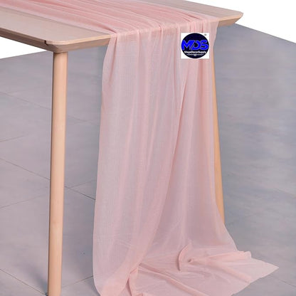 MDS 2 Pack 10ft Chiffon Table Runner 29 x 120 Inches Sheer Wedding Runner Romantic Rustic Table Runner for Wedding Decorations, Birthday Parties, Bridal Shower Party Arch Decor - Dusty Rose