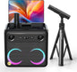 Ikarao Karaoke Machine with Microphone Stand, Portable Bluetooth Speaker for Party, Backyard, Karaoke System with 2 Wireless Microphone for Adults Kids, for Women, Men, Singing Lovers