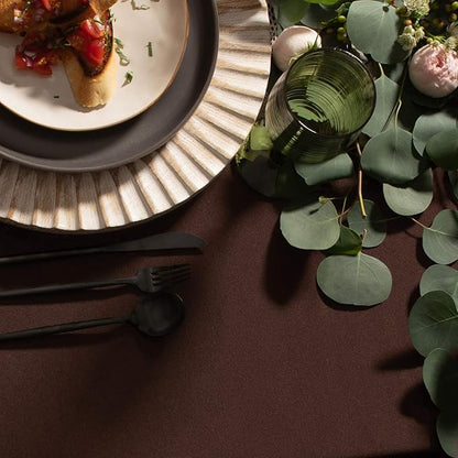 Gee Di Moda Rectangle Tablecloth - 60 x 126 Inch Chocolate Table Cloth for 8 Foot Rectangle Table - Heavy Duty Washable Fabric - for 8 Ft Buffet Table, Holiday Party, Dinner, Wedding & Baby Shower