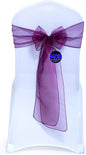 MDS Pack of 75 PCS Organza Chair Sashes Wider Dining Chair Bows Ribbon Tie Back for Wedding Party Birthday Bridal Shower Reception Event Banquet Home Chair Cover Decoration - Eggplant