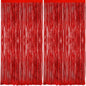 2Pack Red Foil Fringe Curtain, Glitter Red Metallic Tinsel Foil Fringe Curtains Photo Booth Backdrop for Birthday Party, Door Streamers for Wedding Bridal Shower Bachelorette Xmas Party Decorations