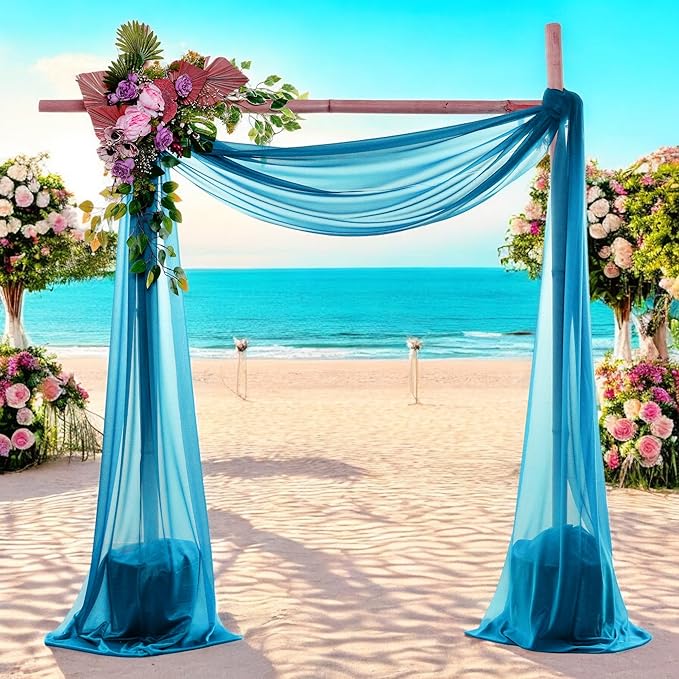 MDS Halloween Chiffon Draping Fabric - 2 Panel, 30" Wide x 75ft Long - Sheer Spooky Arbor & Canopy Drapery for Haunted House Backdrops, Party Ceilings, DIY Costumes & Themed Events - Dark Teal