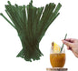 Coffee and Cocktail Stirrers, Reusable Plastic Drink Stirrer Sticks, 100 Ball Head Swizzle Sticks, Use as a Cocktail Garnish or Cake Pop Stick, and Restaurant Supplies, 6 inch (GREEN)