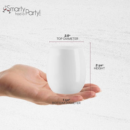 Smarty Had A Party 12 oz Wine Glasses Pack of 64 White Stemless Plastic Glasses, Unbreakable Disposable Drinkware for Parties and Events