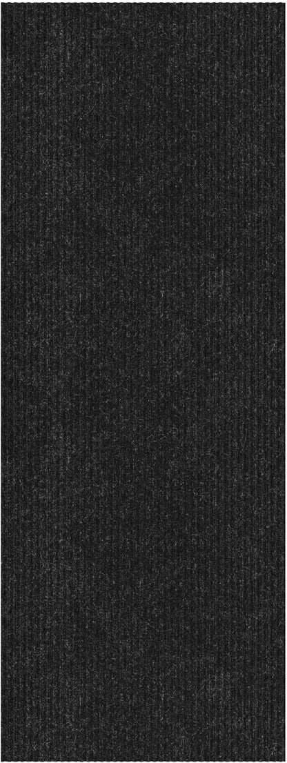 Ottomanson 2' x 25' Hallway Runner with Scraper Pile Extra Durable Non-Slip Rug Mat for Indoor & Outdoor Use - Ideal for Kitchen, Entryway, Patio & Garage - High-Traffic Carpet, Black