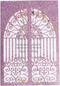 Personalized Wedding Invitations with Envelopes and RSVP Cards Blank 25pcs Light Purple Glitter Laser Cut Invitation Pockets for Wedding Bridal Shower Birthday Quinceañera Anniversary
