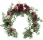 Ling's Moment Flower Garland - 6FT Eucalyptus & Rose - Sweetheart Table Decor for Wedding Reception, Artificial Floral Garland for Mantle, Thanksgiving, Christmas Decoration, Marsala & Blush
