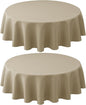 Biscaynebay 2 Pack Textured Fabric Round Tablecloths 60'' for Tables diameters from 28" to 48", Natural Table Cloth Water Resistant Small Folding Table Covers for Dining Kitchen Wedding Parties