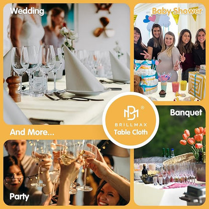 BRILLMAX 4 Pack Ivory Tablecloths for 6 Foot Rectangle Tables 90 x 132 Inch - 6ft Rectangular Bulk Linen Polyester Fabric Washable Cloth Cover for Wedding Reception Banquet Birthday Party
