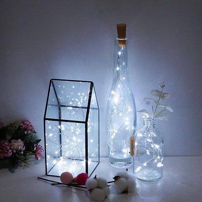 20 LED Wine Bottle Lights with Cork, 15 Pack Battery Operated Cork Shape Fairy Light Waterproof Mini Copper Silver Wire String Lights for Party, Wedding, Christmas, Bedroom Decor (Cold White)