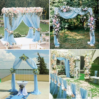 6 Panels Wedding Arch Drapery Baby Blue 28"x20Ft Wedding Arch Draping Fabric Chiffon Fabric Drape Sheer Backdrop Curtain for Weddings Party Swag Ceremony Birthday Arbor Drapery Reception Ceiling Décor