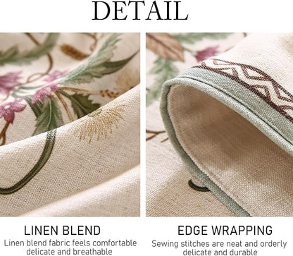 ISAENNE Designer French Country Linen Table Runner 102 Inches Long,Elegant Colorful Floral Pattern Table Runners for Dining Tables,Thanksgiving,Christmas,Kitchen Decor,12"*102"-Serenity F