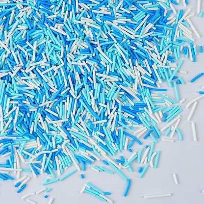 Blue and White Jimmies Sprinkles for Baking 7 oz - Winter Sprinkles for Cookies, Cakes, Cupcakes, Ice Cream, Chocolate | Perfect for Baby Shower Birthday Christmas Parties & Celebrations