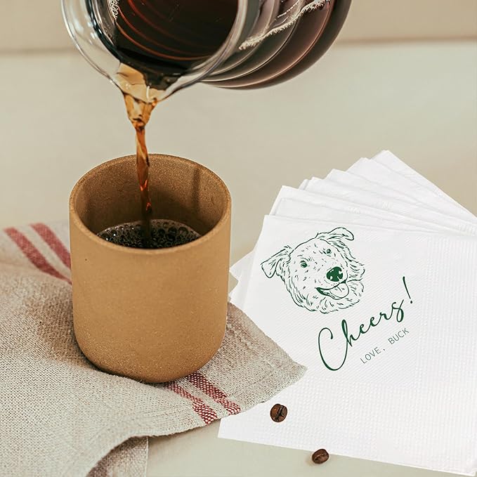 Luxury Custom Pet Wedding Cocktail Napkins, Personalized Wedding Napkins, Cocktail Bridal Shower Decor, Bridal Shower Decorations, Engagement Party Style 7