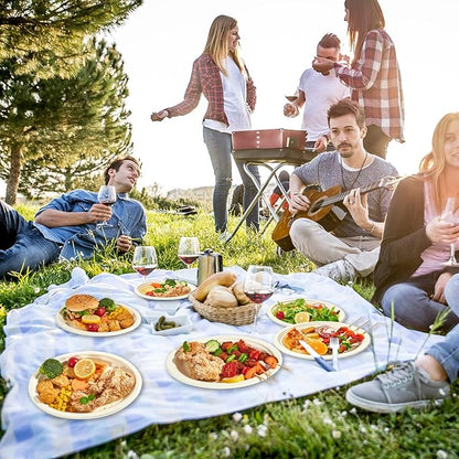 Vplus 300 Pack 100% Compostable Oval Paper Plates 12 inch Super Strong Disposable Paper Plates Bagasse Natural Biodegradable Eco-Friendly Sugarcane for BBQ, Party, Dinner, and Picnic