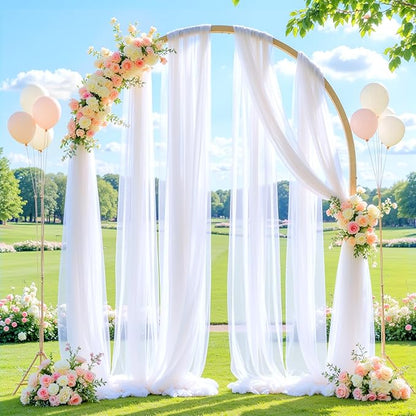 Wedding Arch Draping Fabric Backdrop 1 Panel 30" x 19Ft White Arch Drapes Curtains for Wedding Reception Sheer Tulle Backdrop Curtain for Ceremony Birthday Party Arbor Ceiling Decorations