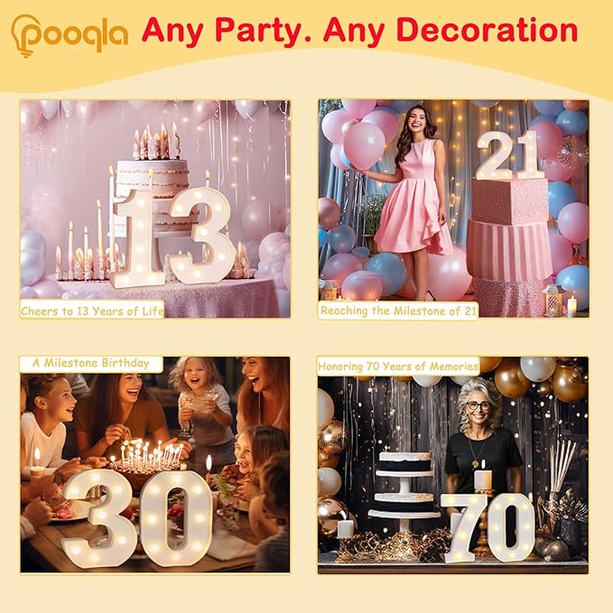 Pooqla 40th Birthday Decorations for Her Him, Light Up Number 40 for Party Table Decorations, 40th Birthday Gift for Women Men, Backdrop Wall Decor for 40th Wedding Anniversary Decoration