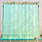 Sage Green Tulle Backdrop Curtains with Lights String for Parites 10x8ft Sheer Backdrop Curtains Drapes for Birthday Party Bridal Shower Baby Shower Christmas Wall Photo Booth Background Decorations