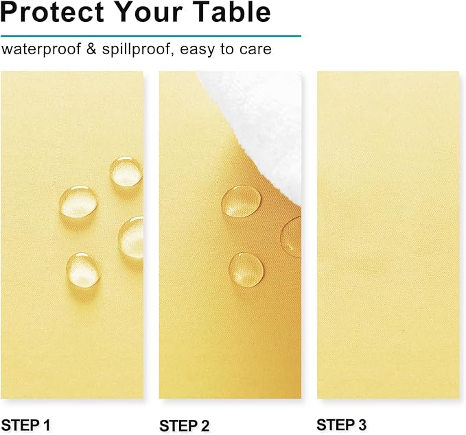 Hiasan Rectangle Tablecloth Light Yellow - Wrinkle Resistant and Waterproof Washable Polyester Fabric Table Cloth for Dining Party and Outdoor Use, 60 x 140 Inch