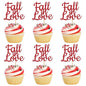 24 PCS Fall in Love Cupcake Toppers Glitter Fall Theme Party Cupcake Picks Bridal Shower Cupcake Decorations for Autumn Wedding Engagement Anniversary Birthday Party Cake Decorations Supplies Red