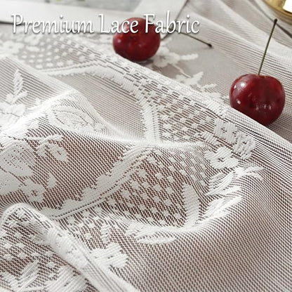 Jeloris Round Lace Tablecloth with Elegant Scalloped Bottom for Any Special Event Such as Wedding, Birthday Party, Baby Shower, Anniversary (48 inch, Style 6)
