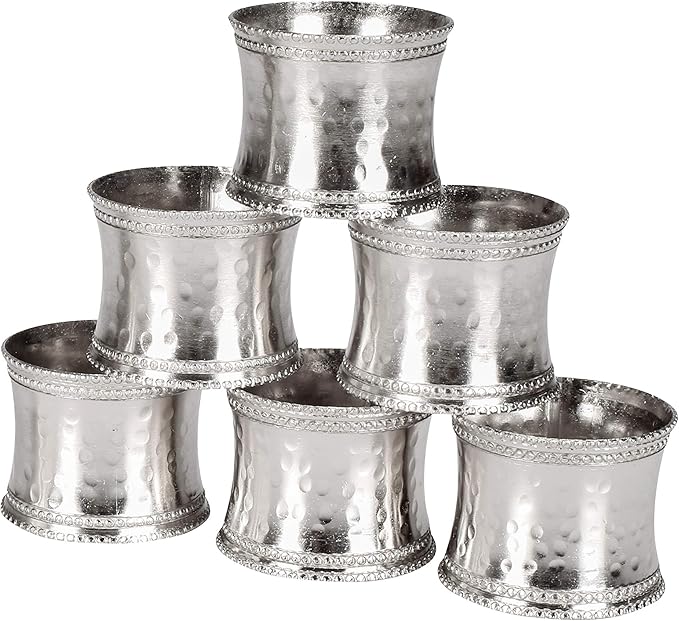 Silver Napkin Rings Set of 12, Heavy Duty Metal Napkin Holder Buckles, Fall Thanksgiving Christmas Napkin Rings, Napkins Rings for Dinner Table Decor, Wedding, Banquet, Party, Easter - CLEENTABLE