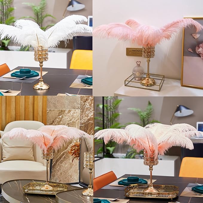 Happy Feather 16-18 inch Purple Ostrich Feathers Craft for Wedding Party Centerpieces Home Decoration DIY Craft Pack of 10-Champagne