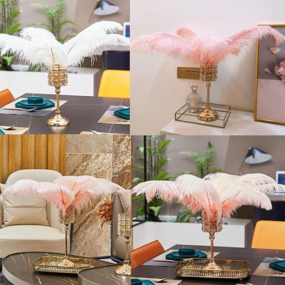 Happy Feather 16-18 inch Purple Ostrich Feathers Craft for Wedding Party Centerpieces Home Decoration DIY Craft Pack of 10-Champagne