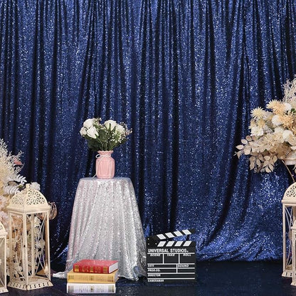 Eternal Beauty Navy Blue Sequin Backdrop, 10x10 Ft Glitter Background Curtains for Shimmer Photography Party Wedding Birthday Independence Day Back Drop Decor