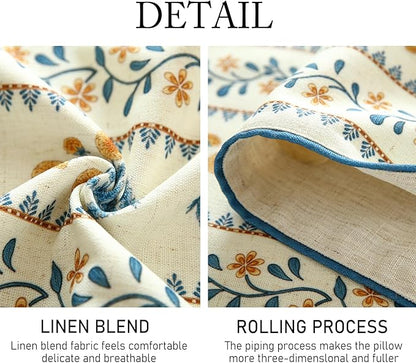 ISAENNE Designer Pale Yellow Elegant Linen Table Runner 87 Inches Long,French Floral Pattern Elegant Table Runners for Dining Tables,Thanksgiving,Kitchen Tables,Christmas,12"*87"-Estevan A