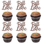 24 PCS Fall in Love Cupcake Toppers Glitter Fall Theme Party Cupcake Picks Bridal Shower Cupcake Decorations for Autumn Wedding Engagement Anniversary Birthday Party Cake Decorations Supplies Brown