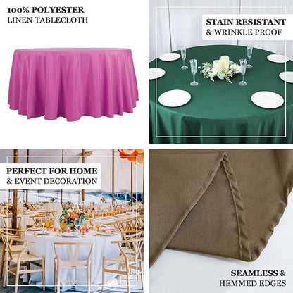 Efavormart Round Tablecloth, 132 Inch Stain & Wrinkle Resistant Washable Table Cloth, Decorative Polyester Fabric Table Cover for Banquet, Wedding, Dining- Ivory