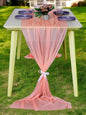 MDS 5 Pack 10ft Chiffon Table Runner 29 x 120 Inches Sheer Wedding Runner Romantic Rustic Table Runner for Wedding Decorations, Birthday Parties, Bridal Shower Party Arch Decor - Peach