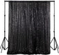 ShinyBeauty Black Sequin Backdrop - 8x10FT Photo Booth Background Fabric for Wedding, Birthday Party