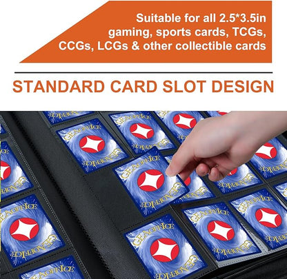 1000+ Pockets Trading Card binder, GEAoffice PU Cover Card Collection Binder, Premium 16 Pockets Card Holder Folders, Side Loading Card Album for YuGiOh, MTG, TCG, Game Cards & Sports Cards, Orange