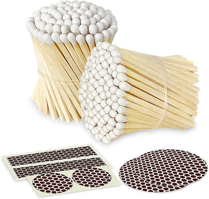 2" Classic White Tip Safety Matches | 200+ Bulk Artisan Matchsticks with Bumble Striker Stickers by Thankful Greetings, Decorative Candle Lighting Accessories, Unique for Home Decor, Gifts, & Events