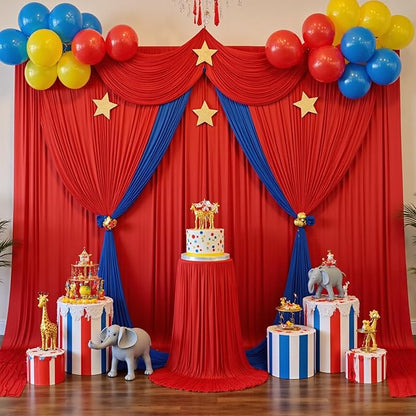 20ftx10ft Red Backdrop Curtains for Parties, Wrinkle Free 4 Panels 5x10ft Silky Polyester Photo Backdrop Drapes Back Drop Cloth for Wedding Birthday Photography Baby Shower Background Decor