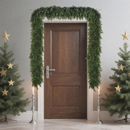 Realistic Christmas Garland for Mantle 6FT Real Touch Thick/Lush Artificial Cedar Garlands Christmas Decorations Indoor Christmas Garland for Stairs Railing Outdoor Fireplace Table Xmas Holiday Decor