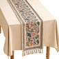 ISAENNE Designer Bohemian Linen Table Runner 87 Inches Long,Elegant Lotus Flowers Pattern Decor Table Runners for Dining Tables,Thanksgiving,Kitchen Tables,Christmas,12"*87"-Hazel A