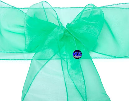 MDS Pack of 100 PCS Organza Chair Sashes Wider Dining Chair Bows Ribbon Tie Back for Wedding Party Birthday Bridal Shower Reception Event Banquet Home Chair Cover Decoration - Mint
