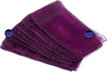 MDS Pack of 150 PCS Organza Chair Sashes Wider Dining Chair Bows Ribbon Tie Back for Wedding Party Birthday Bridal Shower Reception Event Banquet Home Chair Cover Decoration - Eggplant