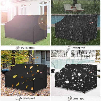 okcool Heavy Duty Patio Sofa Cover, 100% Waterproof 3-Seater Outdoor Sofa Cover Fits up to 85W x 38D x 35H Inches, Lawn Patio Furniture Covers,Black