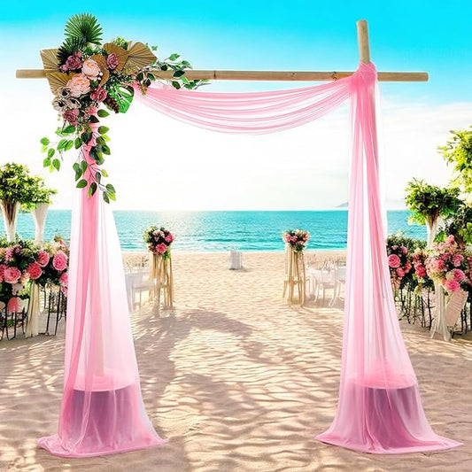 MDS Halloween Chiffon Draping Fabric - 2 Panel, 30" Wide x 100ft Long - Sheer Spooky Arbor & Canopy Drapery for Haunted House Backdrops, Party Ceilings, DIY Costumes & Themed Events - Coral
