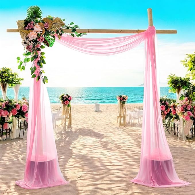 MDS Halloween Chiffon Draping Fabric - 1 Panel, 30" Wide x 20ft Long - Sheer Spooky Arbor & Canopy Drapery for Haunted House Backdrops, Party Ceilings, DIY Costumes & Themed Events - Coral