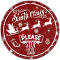 Round Metal Tin Sign - Santa Sleigh Reindeer Vintage Sign - Santa Claus Please Stop Here Sign for Christmas Living Room Bedroom Coffee Bar - 12 * 12 in