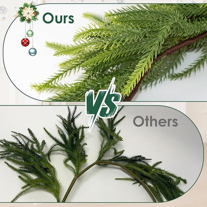 9FT Norfolk Pine Garland Christmas Artificial Greenery with Red Berries Cones, Pine Tree Decor for Mantel Fireplace Stair Rail Doorway Table, Indoor Outdoor Winter Christmas Decorations