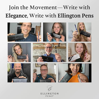Ellington Pens Luxury Fountain Pen Set- Fountain Pens for Writing - Smooth Fine Nib - Includes Refillable Ink Converter, 3 Ink Cartridges [Black & Blue], Gift Box - Elegant Calligraphy