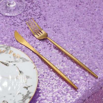 QueenDream Tablecloth 90x156 Rectangle Sequin Tablecloth Lavender Wedding Table Linens Glitter Birthday Bridal Party Indoor Outdoor Decorations