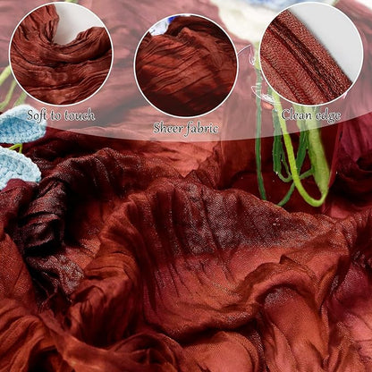 Cheesecloth Table Runner 10FT (35x120 Inch) - 6 Pack Terracotta Boho Gauze Fabric Cheese Cloth Table Runner Rustic Sheer Table Runners Cheesecloth for Wedding, Bridal Shower, Birthday Party Decor